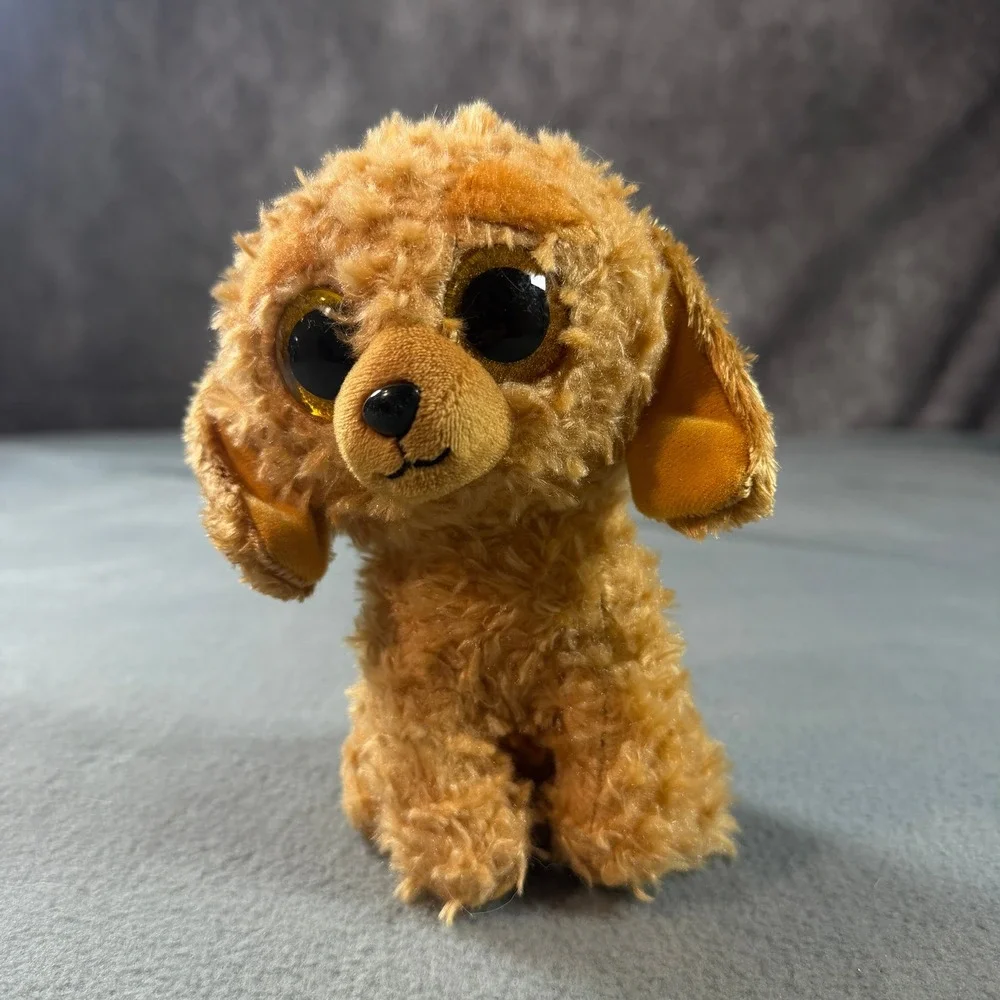 Ty Beanie‎ Boos Noodles Golden Doodle Puppy Dog Plush Tan Glitter Eyes 6 Inch